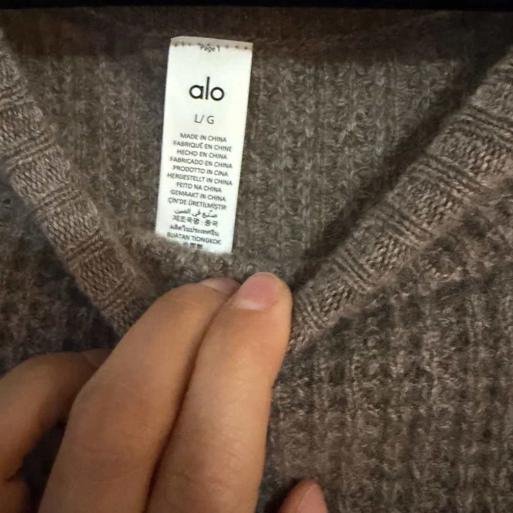 NWT ALO Yoga Cashmere Mushroom Heather Waffle Sweater Dress size Large